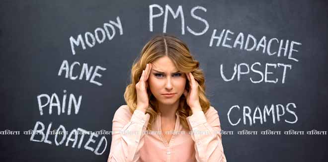 1537379672 Woman suffering headache due to imaginary problems in pms, hormone imbalance